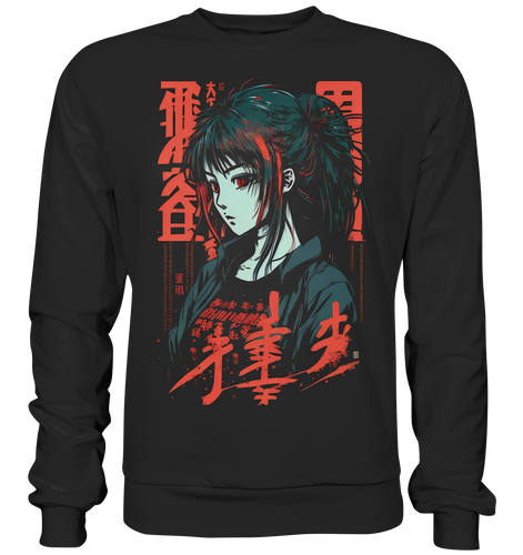 Herren Sweatshirt Pullover Unisex für Damen und Herren Anime und Manga mit Kanji im Streetwear Look 9280