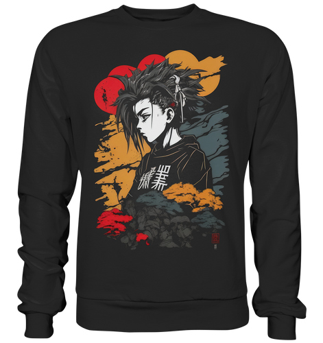 Herren Sweatshirt Pullover Unisex für Damen und Herren Anime und Manga mit Kanji im Streetwear Look 9352
