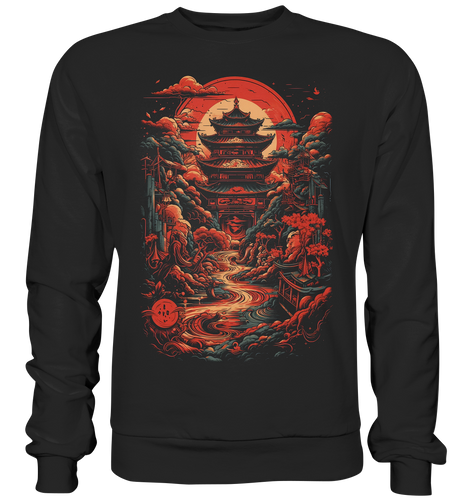 Herren Sweatshirt Pullover Unisex für Damen und Herren Anime Samurai Bushido Japan Japanischer Tempel 1538 - DragonHive