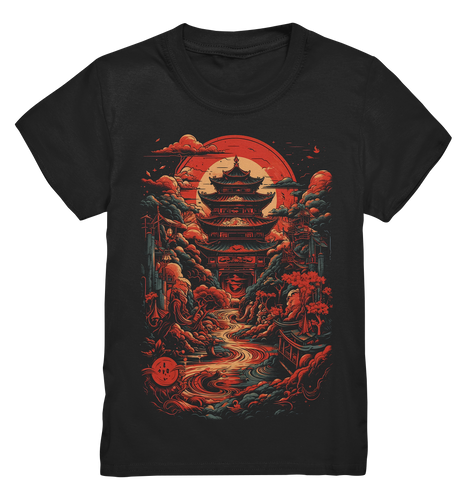 Kids T-Shirt für Kinder Jungen und Mädchen Anime Samurai Bushido Japan Japanischer Tempel 1538 - DragonHive