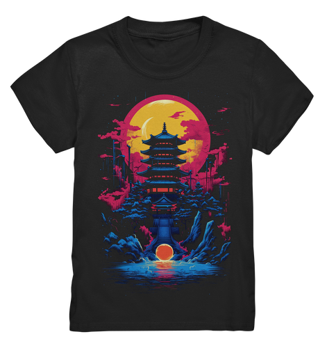 Kids T-Shirt für Kinder Jungen und Mädchen Anime Samurai Bushido Japan Japanischer Tempel 2473