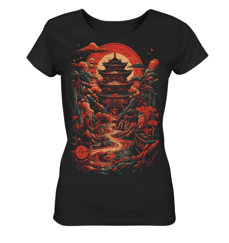 Damen Shirt Frauen T-Shirt Lady Ladies Anime Samurai Bushido Japan Japanischer Tempel 1538 - DragonHive