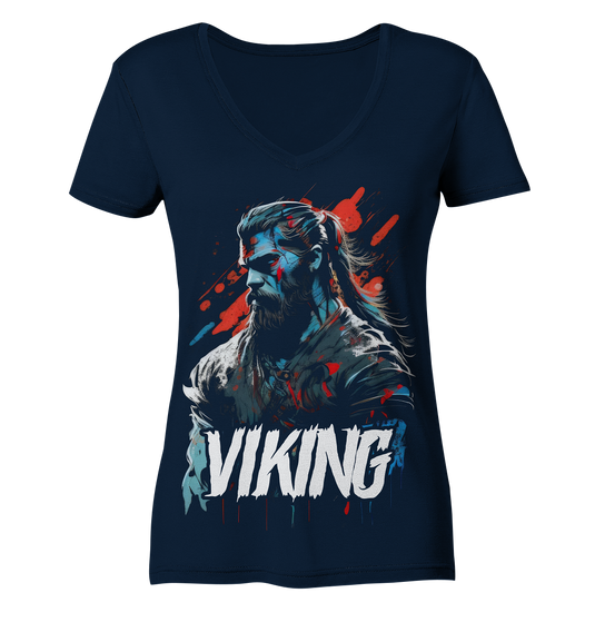 V-Ausschnitt Shirt für Damen Frauen T-Shirt Wikinger Nordmann Odin Valhalla 6975