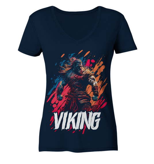 V-Ausschnitt Shirt für Damen Frauen T-Shirt Wikinger Nordmann Odin Valhalla 6076