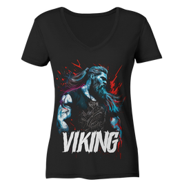 V-Ausschnitt Shirt für Damen Frauen T-Shirt Wikinger Nordmann Odin Valhalla 9015