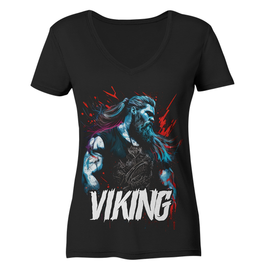 V-Ausschnitt Shirt für Damen Frauen T-Shirt Wikinger Nordmann Odin Valhalla 9015