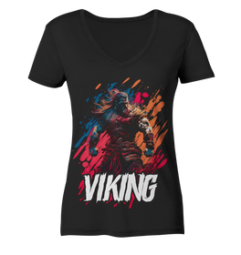 V-Ausschnitt Shirt für Damen Frauen T-Shirt Wikinger Nordmann Odin Valhalla 6076