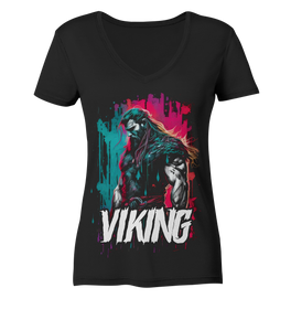 V-Ausschnitt Shirt für Damen Frauen T-Shirt Wikinger Nordmann Odin Valhalla 8772