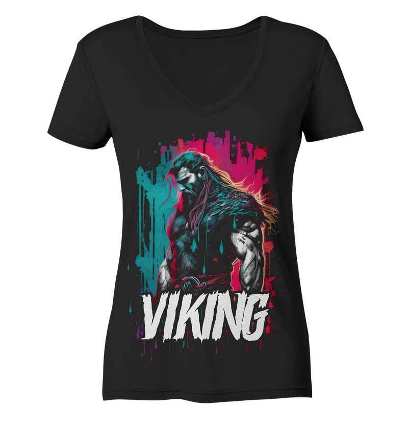 Laden Sie das Bild in Galerie -Viewer, V-Ausschnitt Shirt für Damen Frauen T-Shirt Wikinger Nordmann Odin Valhalla 8772
