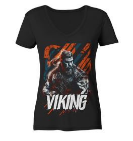 V-Ausschnitt Shirt für Damen Frauen T-Shirt Wikinger Nordmann Odin Valhalla 9550