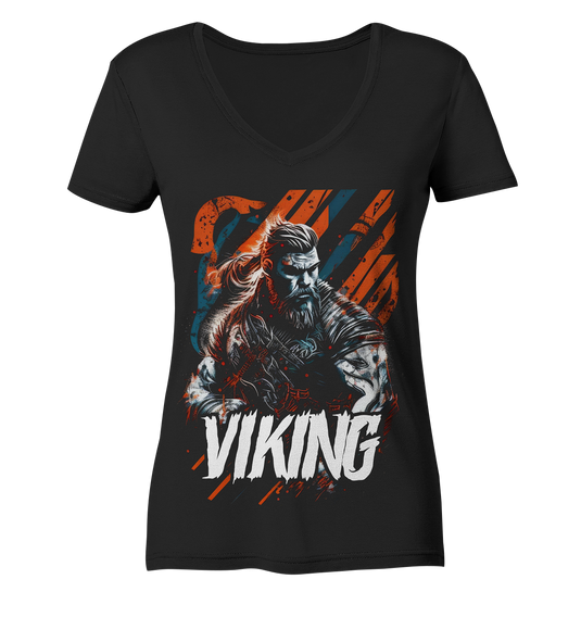 V-Ausschnitt Shirt für Damen Frauen T-Shirt Wikinger Nordmann Odin Valhalla 9550