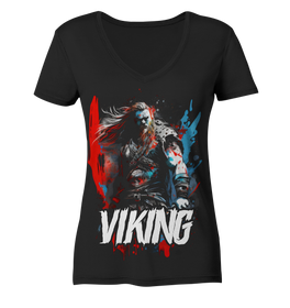 V-Ausschnitt Shirt für Damen Frauen T-Shirt Wikinger Nordmann Odin Valhalla 4500