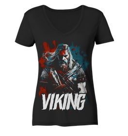 V-Ausschnitt Shirt für Damen Frauen T-Shirt Wikinger Nordmann Odin Valhalla 7280