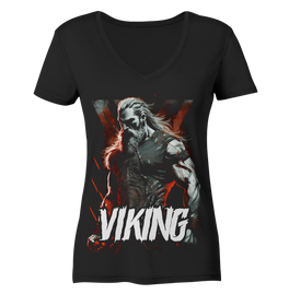 V-Ausschnitt Shirt für Damen Frauen T-Shirt Wikinger Nordmann Odin Valhalla 2445