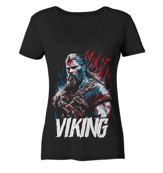 V-Ausschnitt Shirt für Damen Frauen T-Shirt Wikinger Nordmann Odin Valhalla 9450