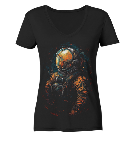 V-Ausschnitt Shirt für Damen Frauen T-Shirt Astronaut Retro NASA Universum 9404 - DragonHive