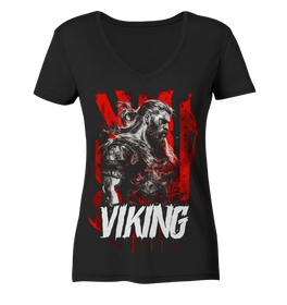 V-Ausschnitt Shirt für Damen Frauen T-Shirt Wikinger Nordmann Odin Valhalla 3731
