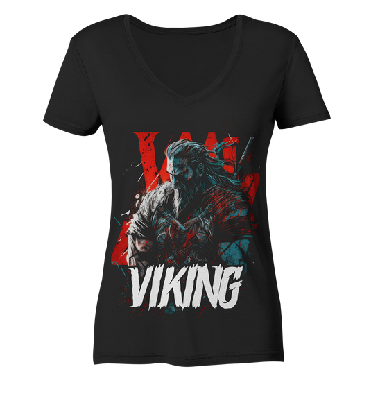 V-Ausschnitt Shirt für Damen Frauen T-Shirt Wikinger Nordmann Odin Valhalla 2793