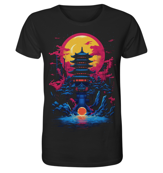 Herren T-Shirt Anime Samurai Bushido Japan Japanischer Tempel 2473