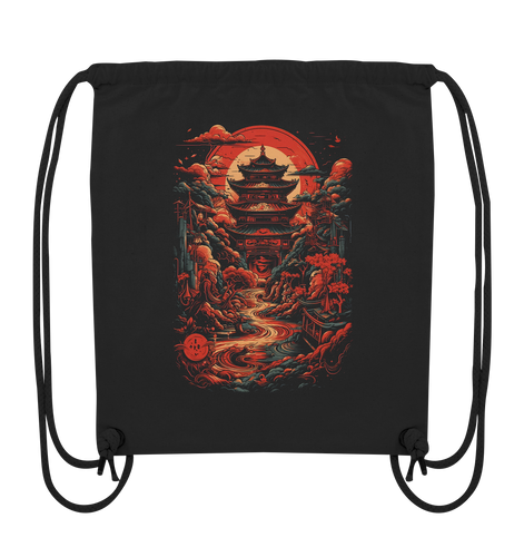 Gymbag Turnbeutel bedruckt Anime Samurai Bushido Japan Japanischer Tempel 1538 - DragonHive