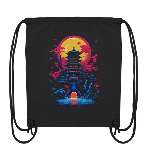 Gymbag Turnbeutel bedruckt Anime Samurai Bushido Japan Japanischer Tempel 2473