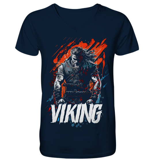 V-Ausschnitt Shirt für Herren Männer T-Shirt Wikinger Nordmann Odin Valhalla 7887