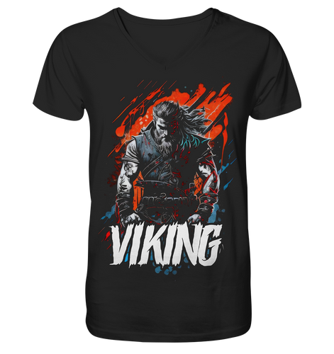 V-Ausschnitt Shirt für Herren Männer T-Shirt Wikinger Nordmann Odin Valhalla 7887