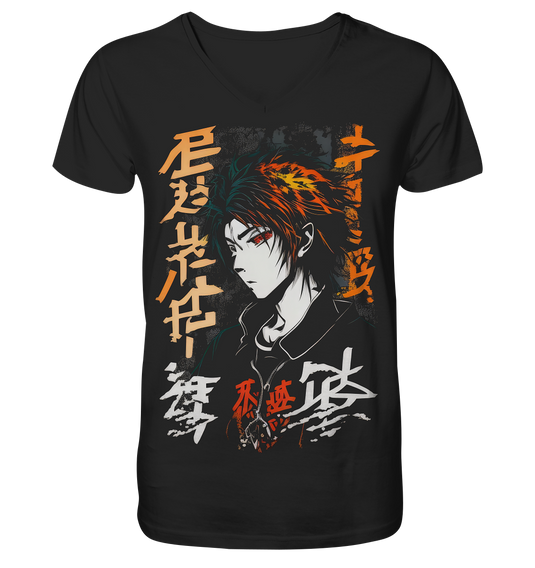 V-Ausschnitt Shirt für Herren Männer T-Shirt Anime und Manga mit Kanji im Streetwear Look 8322
