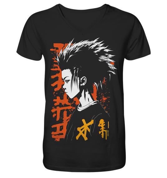 V-Ausschnitt Shirt für Herren Männer T-Shirt Anime und Manga mit Kanji im Streetwear Look 8764