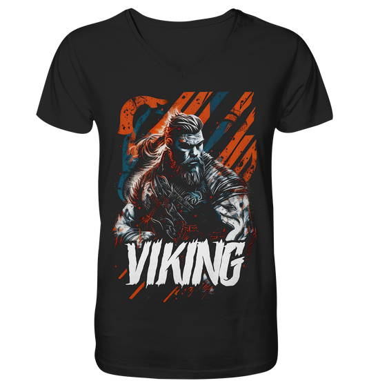 V-Ausschnitt Shirt für Herren Männer T-Shirt Wikinger Nordmann Odin Valhalla 9550