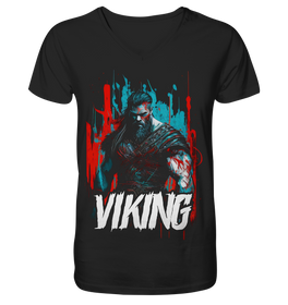 V-Ausschnitt Shirt für Herren Männer T-Shirt Wikinger Nordmann Odin Valhalla 6754