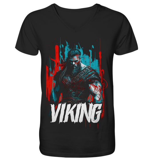 V-Ausschnitt Shirt für Herren Männer T-Shirt Wikinger Nordmann Odin Valhalla 6754