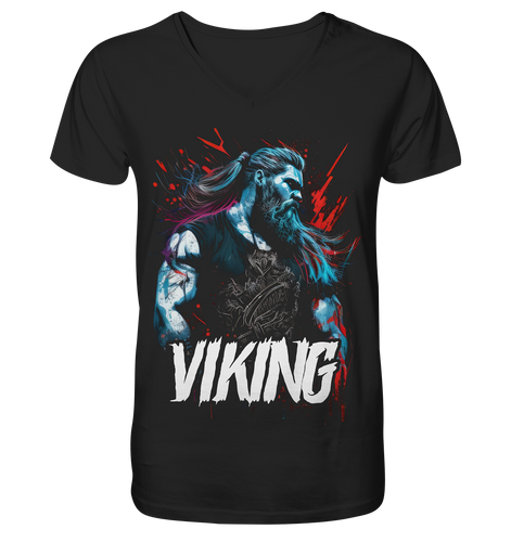V-Ausschnitt Shirt für Herren Männer T-Shirt Wikinger Nordmann Odin Valhalla 9015