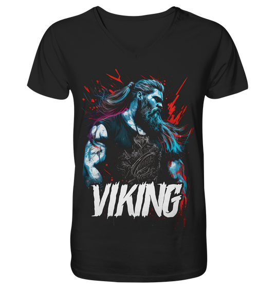 V-Ausschnitt Shirt für Herren Männer T-Shirt Wikinger Nordmann Odin Valhalla 9015