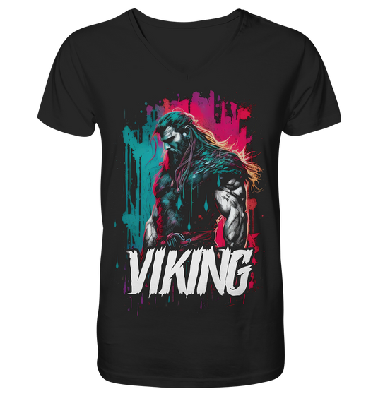 V-Ausschnitt Shirt für Herren Männer T-Shirt Wikinger Nordmann Odin Valhalla 8772