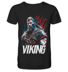V-Ausschnitt Shirt für Herren Männer T-Shirt Wikinger Nordmann Odin Valhalla 9450