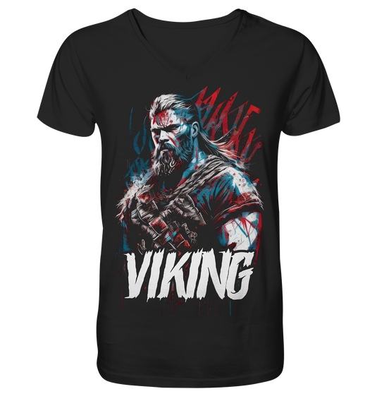 V-Ausschnitt Shirt für Herren Männer T-Shirt Wikinger Nordmann Odin Valhalla 9450