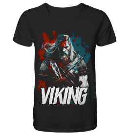 V-Ausschnitt Shirt für Herren Männer T-Shirt Wikinger Nordmann Odin Valhalla 7280