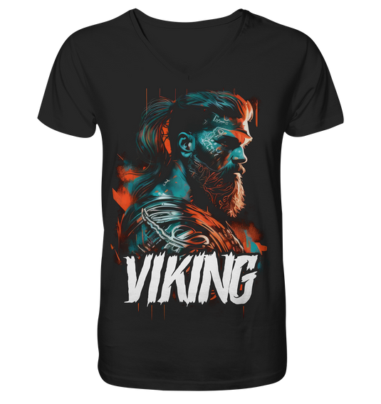 V-Ausschnitt Shirt für Herren Männer T-Shirt Wikinger Nordmann Odin Valhalla 5562