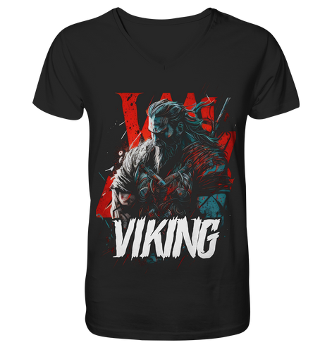 V-Ausschnitt Shirt für Herren Männer T-Shirt Wikinger Nordmann Odin Valhalla 2793