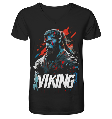 V-Ausschnitt Shirt für Herren Männer T-Shirt Wikinger Nordmann Odin Valhalla 6975