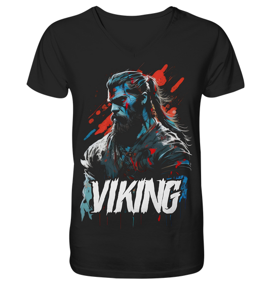 V-Ausschnitt Shirt für Herren Männer T-Shirt Wikinger Nordmann Odin Valhalla 6975