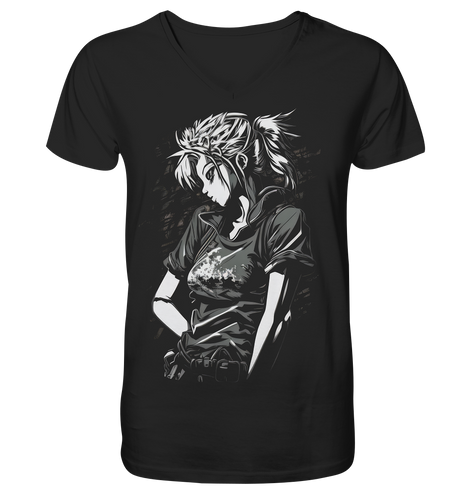 V-Ausschnitt Shirt für Herren Männer T-Shirt Anime und Manga mit Kanji im Streetwear Look 4036