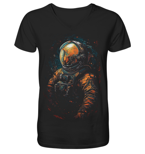 V-Ausschnitt Shirt für Herren Männer T-Shirt Astronaut Retro NASA Universum 9404 - DragonHive