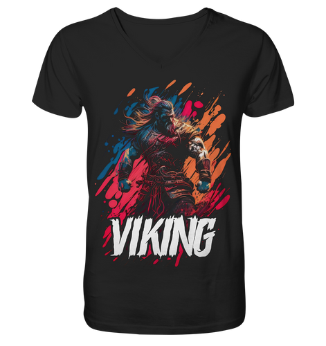 V-Ausschnitt Shirt für Herren Männer T-Shirt Wikinger Nordmann Odin Valhalla 6076