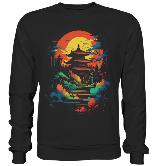 Herren Sweatshirt Pullover Unisex für Damen und Herren Anime Samurai Bushido Japan Japanischer Tempel 5580 Sweatshirts Dragon-Hive Jet Black S 
