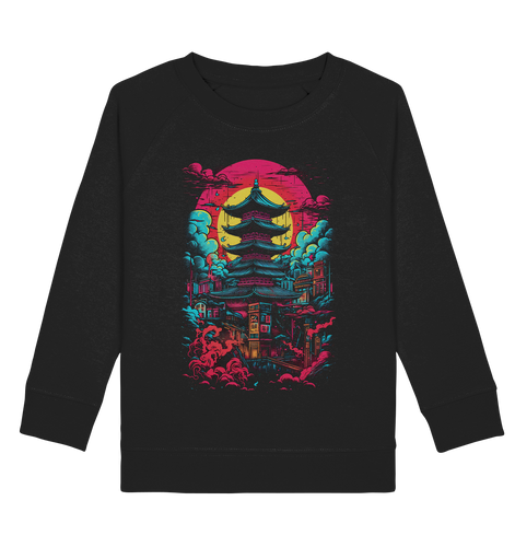 Kids Sweatshirt für Kinder Jungen und Mädchen Anime Samurai Bushido Japan Japanischer Tempel 8184 Kids & Babys Dragon-Hive Black 98/104 (3-4) 