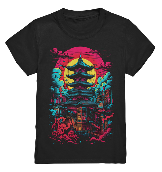 Kids T-Shirt für Kinder Jungen und Mädchen Anime Samurai Bushido Japan Japanischer Tempel 8184 Kids & Babys Dragon-Hive Black 98/104 (3-4) 
