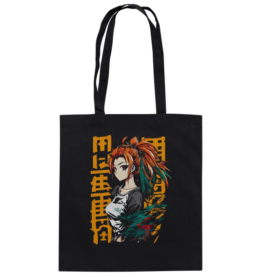 Cotton bag tote bag printed size: 38x42 cm anime and manga with kanji in streetwear look 5868
